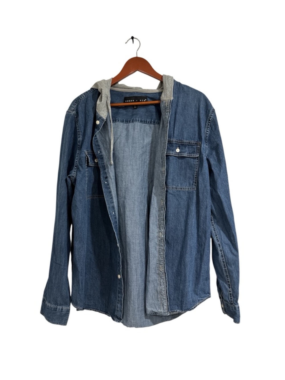 Edgar+Ash Casual Hooded Denim Shirt Jacket - Blue NWOT
